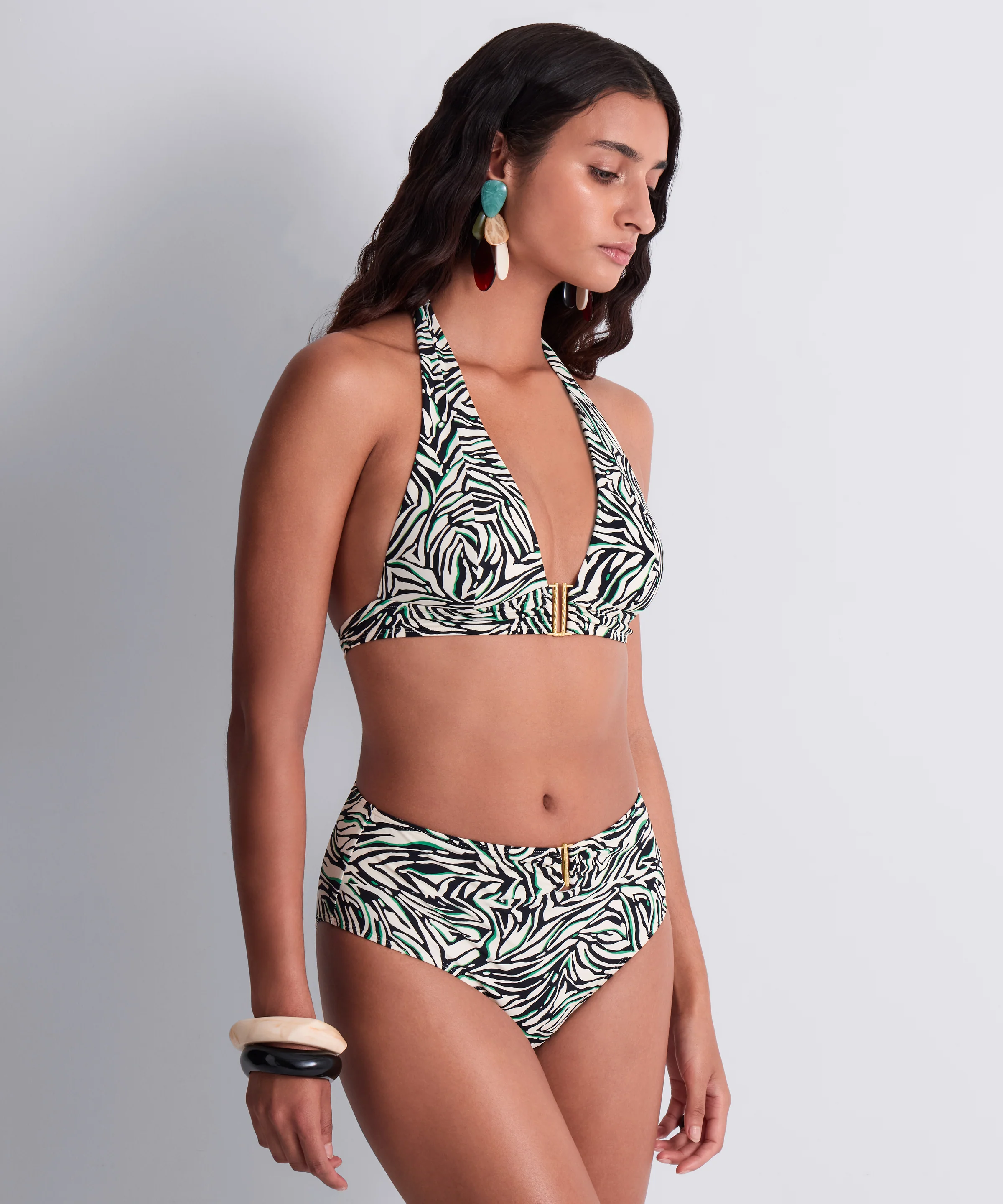 Tropical Splash Bas de maillot de bain taille haute Wild Stripes - Image 2