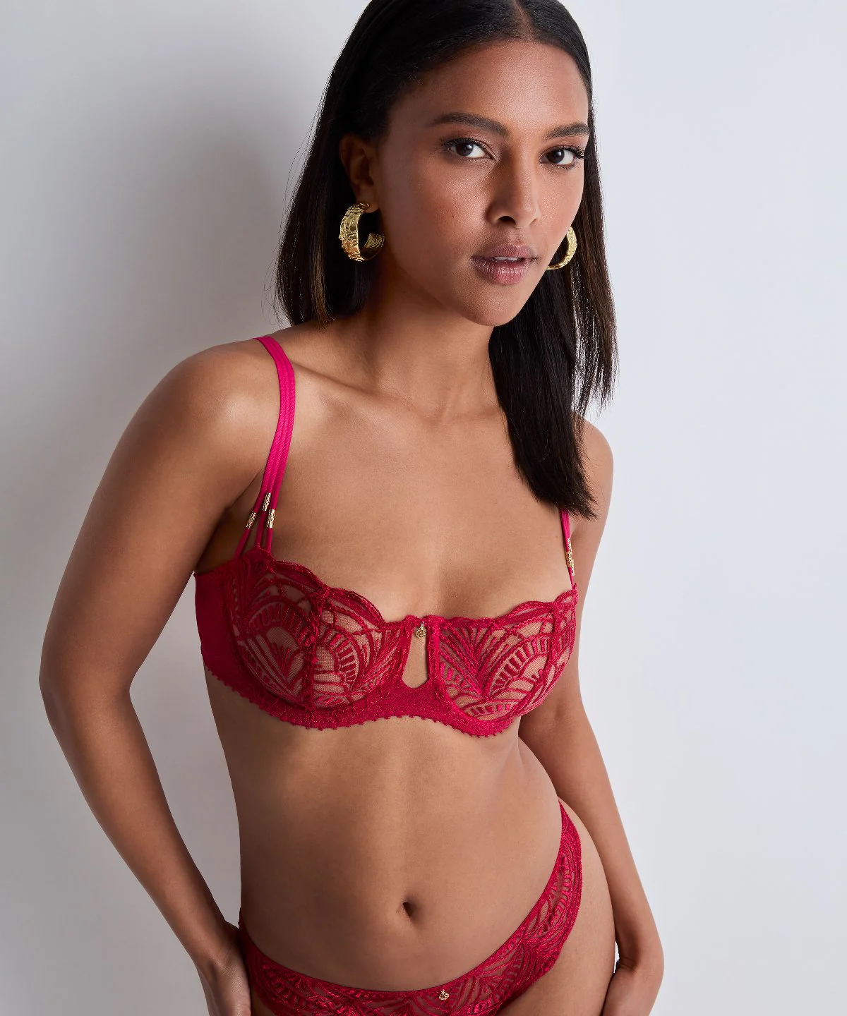 Vibes Soutien-gorge Corbeille avec armatures Rouge Love et Uni Bordeaux - Image 4